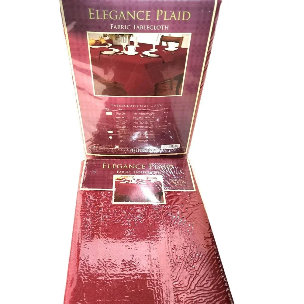 Set of 2 Burgundy 60x120 Oblong Fabric Decorative Tablecloths NWT